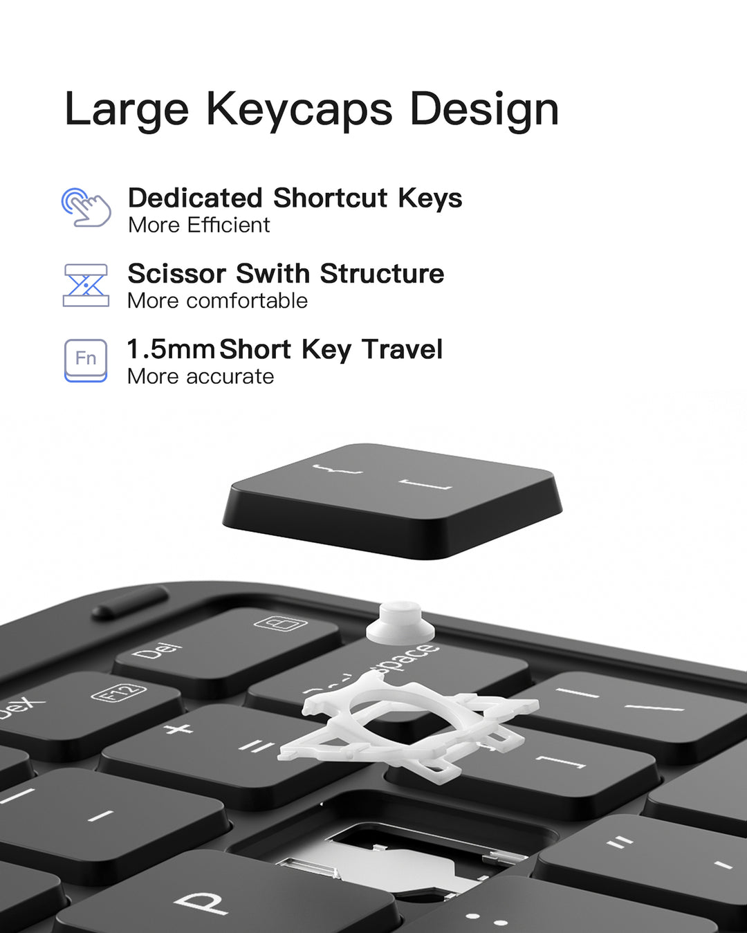 inateck Magnetic Detachable Bluetooth Keyboard for Samsung Galaxy Tab S10 Lite/S10 FE/S9 FE 10.9"/S9 11",  N0064