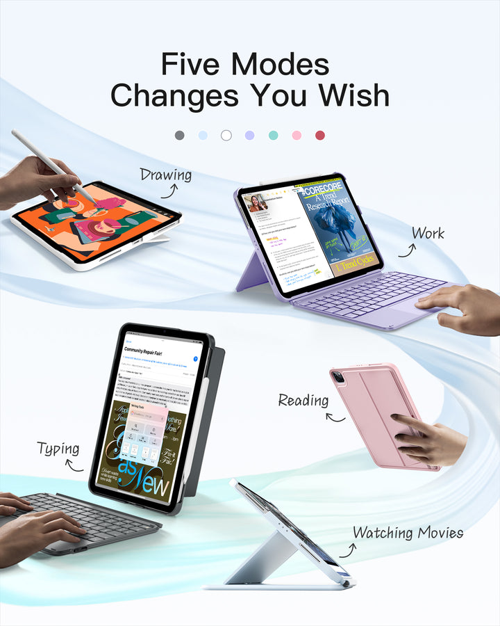 inateck Inateck Case with Keyboard,for iPad 10th/11th Gen(2025 A16),Air 11" M3/M2,Air 6/5/4th,Pro 11 4/3/2/1th,Ultralight Detach