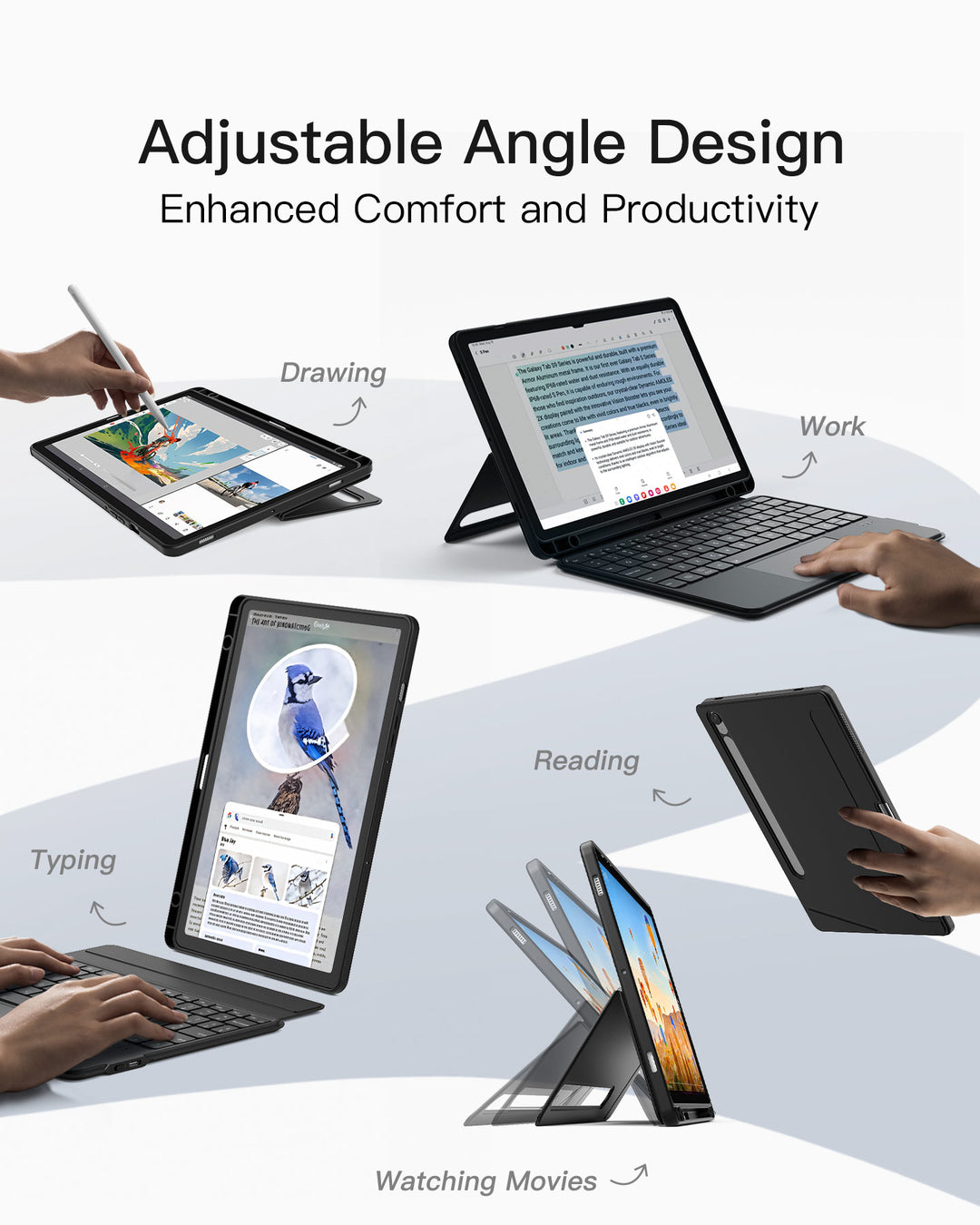inateck Magnetic Detachable Bluetooth Keyboard for Samsung Galaxy Tab S10 Lite/S10 FE/S9 FE 10.9"/S9 11",  N0064