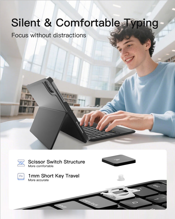 inateck Inateck Case with Keyboard,for iPad 10th/11th Gen(2025 A16),Air 11" M3/M2,Air 6/5/4th,Pro 11 4/3/2/1th,Ultralight Detach