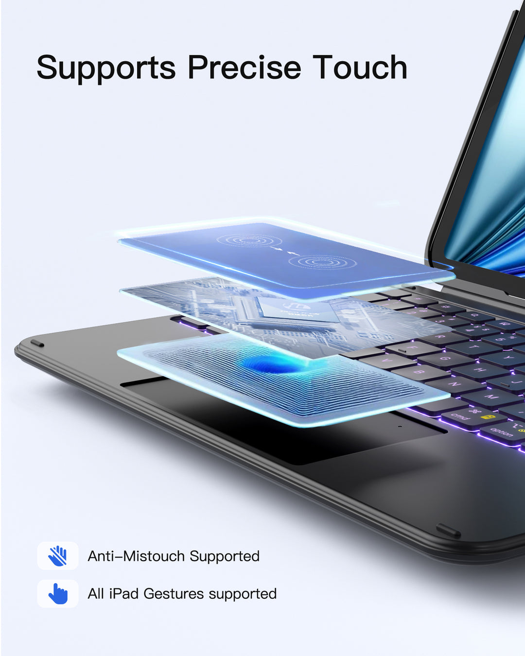 inateck Inateck Case with Keyboard,for iPad 10th/11th Gen(2025 A16),Air 11" M3/M2,Air 6/5/4th,Pro 11 4/3/2/1th,Ultralight Detach