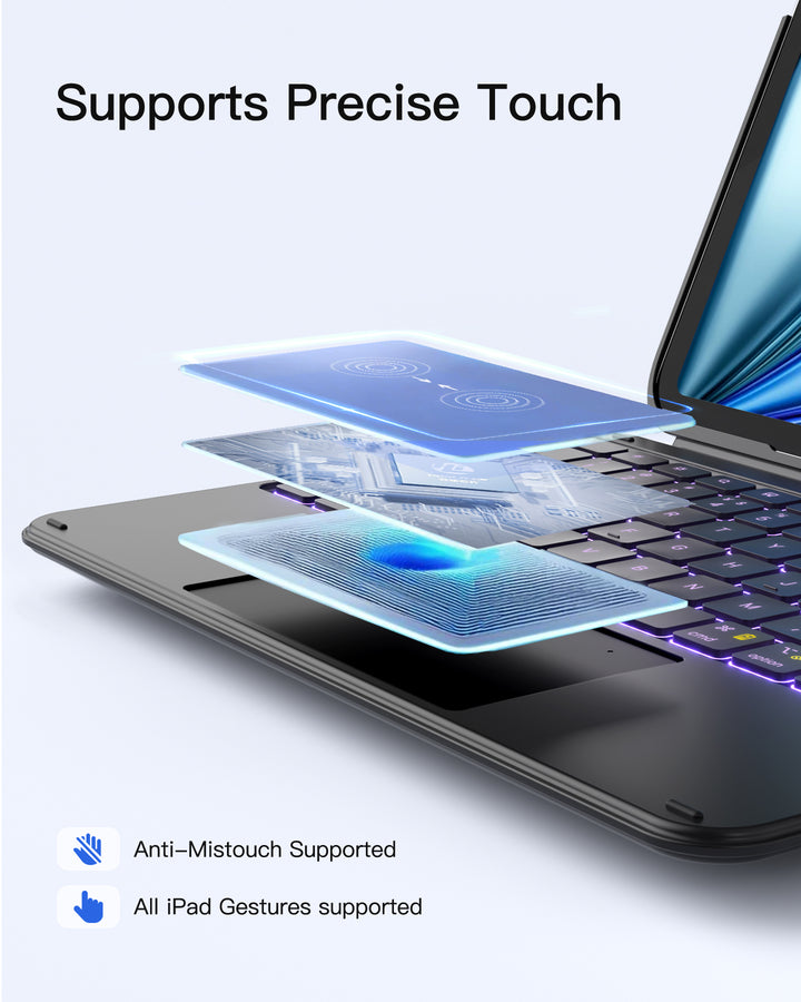 inateck Inateck Case with Keyboard,for iPad 10th/11th Gen(2025 A16),Air 11" M3/M2,Air 6/5/4th,Pro 11 4/3/2/1th,Ultralight Detach