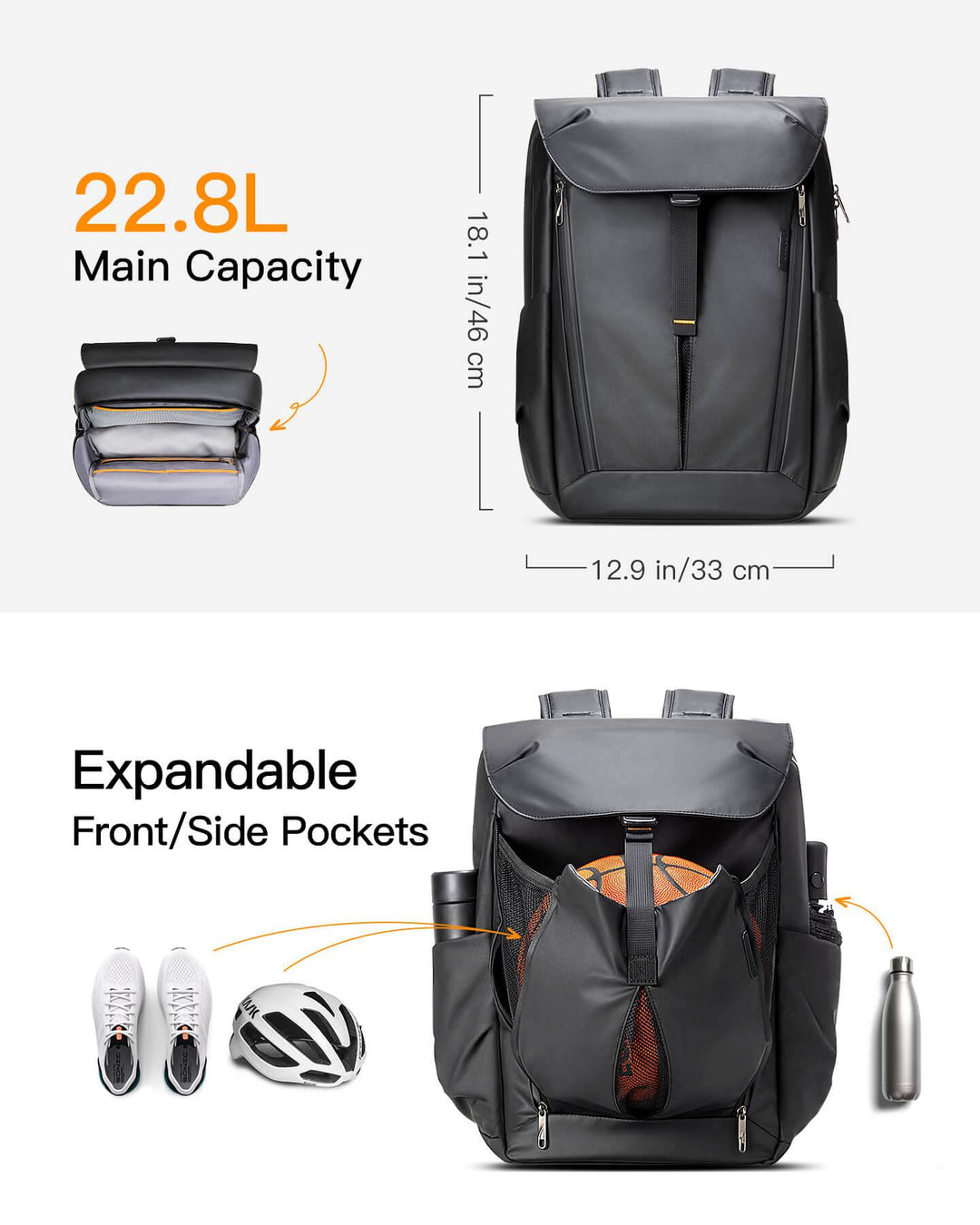 Inateck 22.8L Splashproof &amp; Expandable large storage space Backpack, BP01006