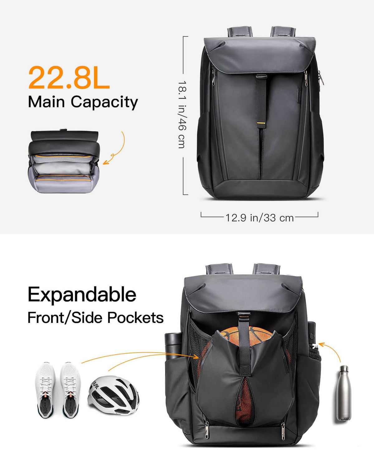 Inateck 22.8L Splashproof & Expandable large storage space Backpack, BP01006