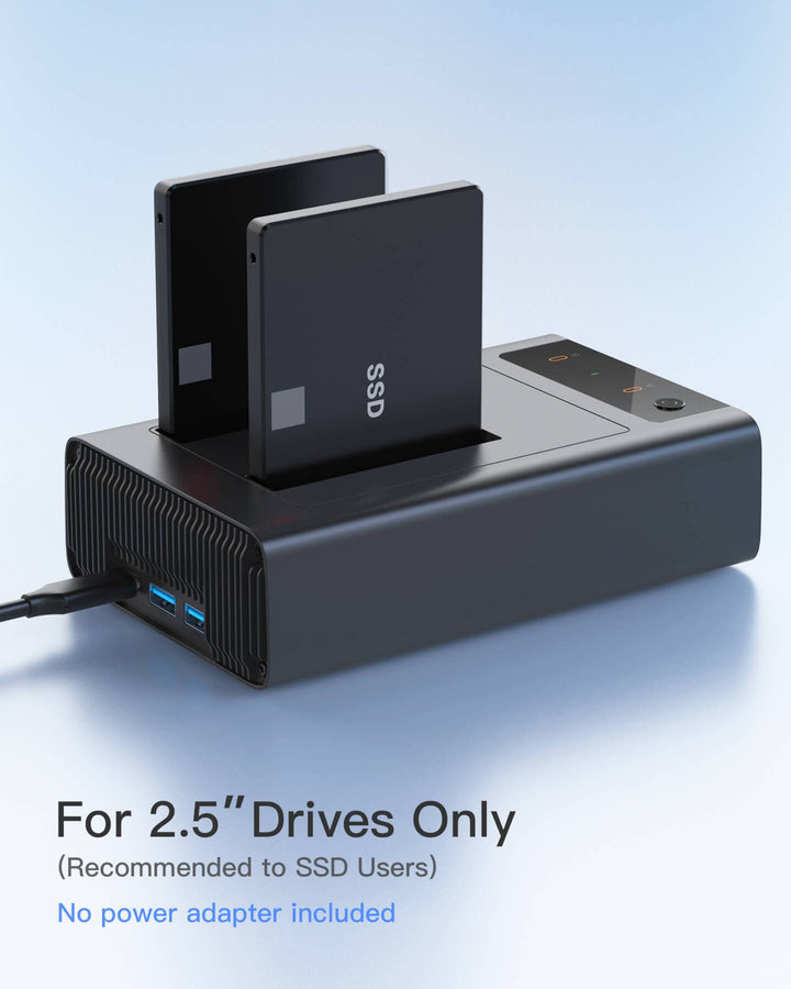 Inateck USB 3.2 Gen 2 Dual Bay Hard Drive Docking Station for 2.5" SATA SSD/HDD, FD2025
