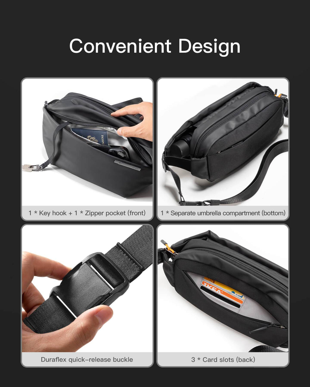 Inateck Stylish Sling Bag Crossbody Chest Bag with Spacious Orderly Storage, LB03014