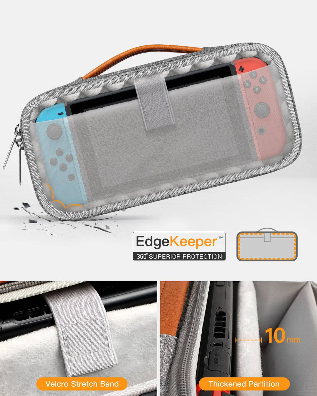 Inateck 360° Protective Storage Organizer Carrying Case for Nintendo Switch, AB03003