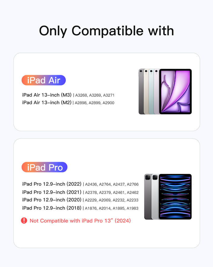 inateck NeoMagic Keyboard Case for iPad Air 13 inch M4 2026/M3/M2, iPad Pro 12.9 inch 6/5/4/3 Gen, KB903-13A