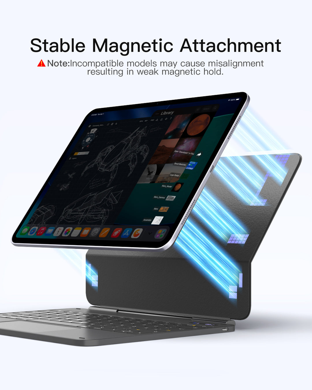 inateck NeoMagic Keyboard Case for iPad Air 13 inch M4 2026/M3/M2, iPad Pro 12.9 inch 6/5/4/3 Gen, KB903-13A