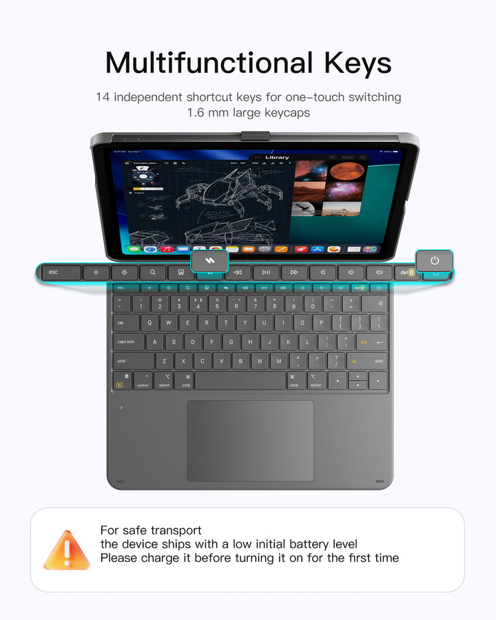 Inateck Detachable Keyboard for iPad Air 13" Keyboard Case (2026/M3/M2) &amp; iPad Pro 12.9", Portrait/Landscape, 7-Color Backlit, Hidden Pencil Holder, AceTouch, KB04122-13A