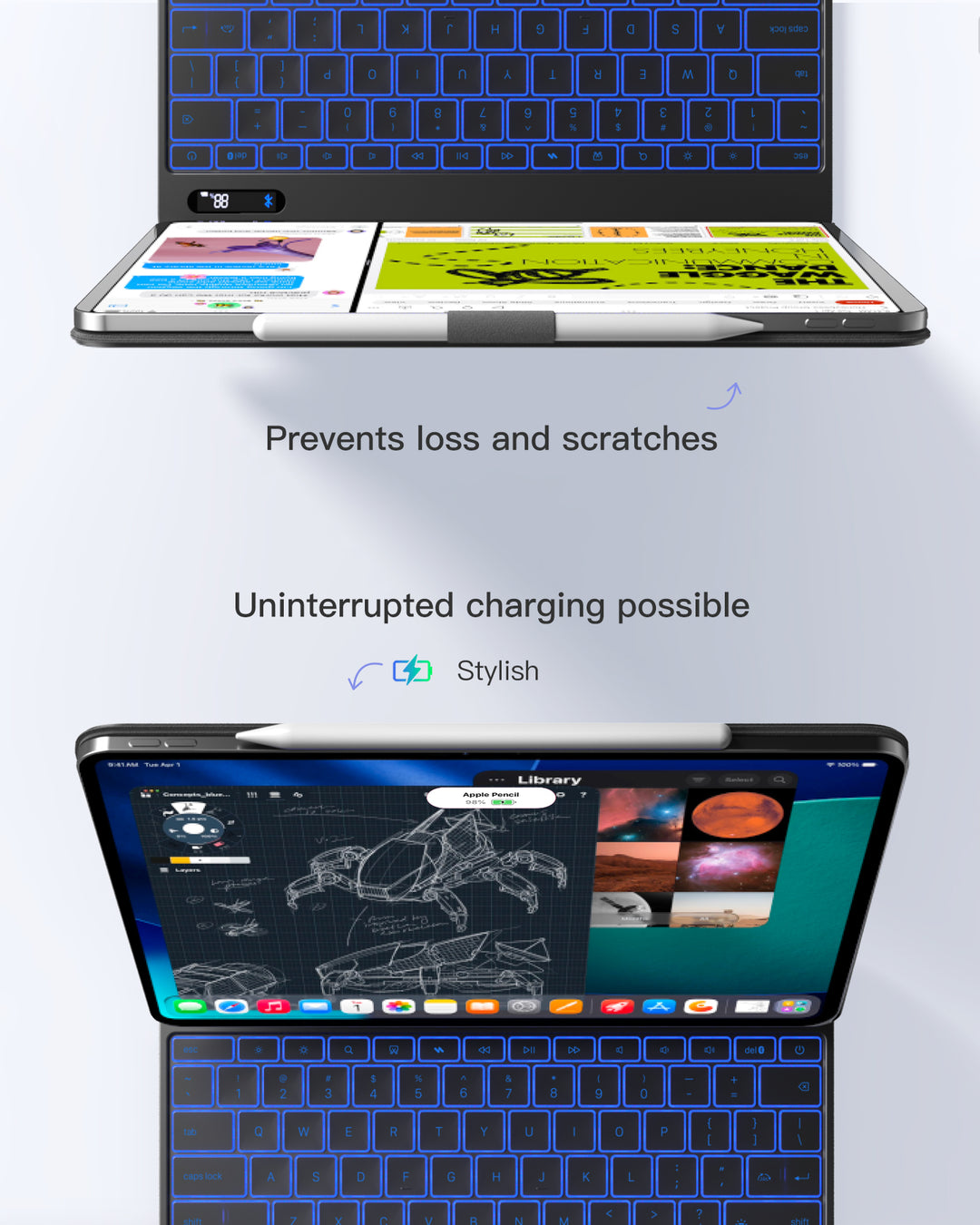 inateck NeoMagic Keyboard Case for iPad Air 13 inch M4 2026/M3/M2, iPad Pro 12.9 inch 6/5/4/3 Gen, KB903-13A