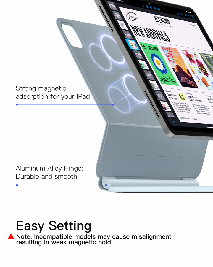 Inateck Magnetic Keyboard Case for Air 11 inch (M4 2026/2025 M3/2024 M2), Easy-Set Keyboard for Air 5/4 Gen, iPad Pro 11