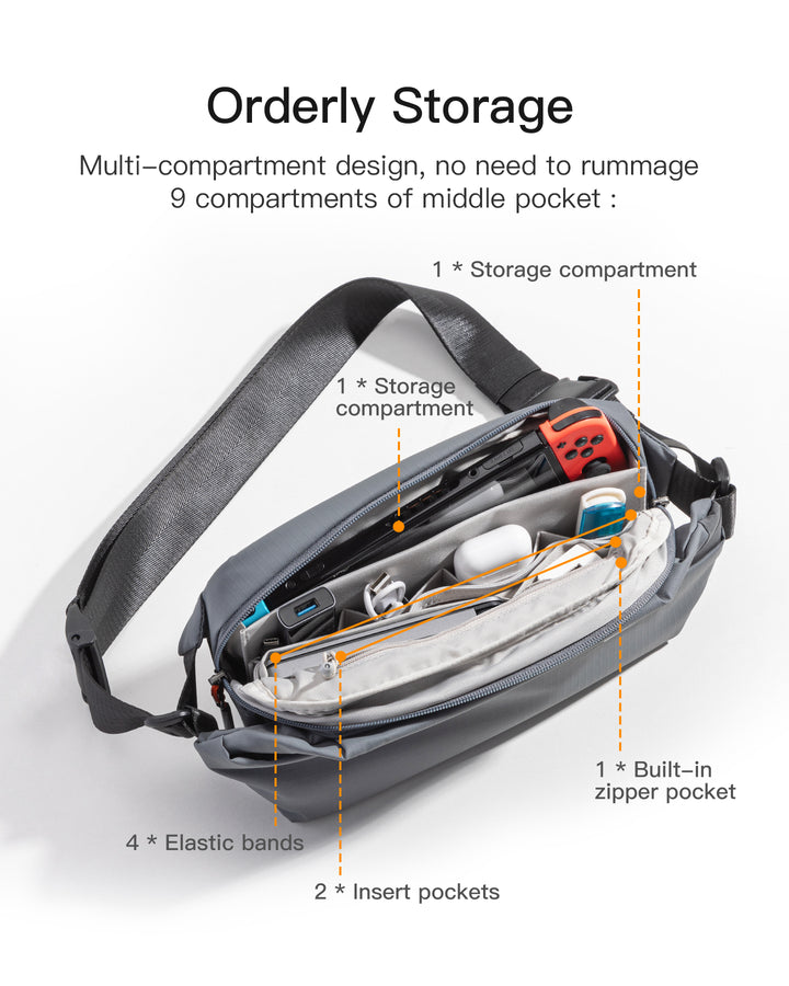 inateck Stylish Sling Bag Crossbody Chest Bag with Spacious Orderly Storage, LB03014