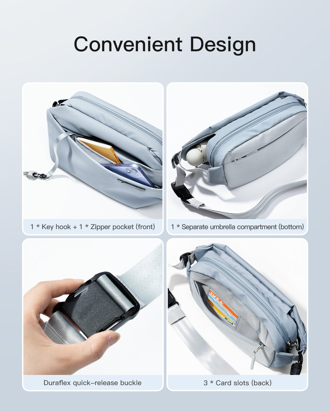 Inateck Stylish Sling Bag Crossbody Chest Bag with Spacious Orderly Storage, LB03014