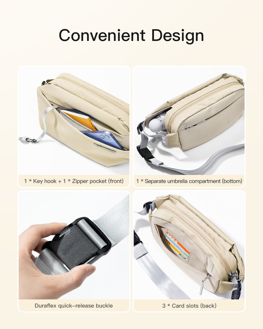 Inateck Stylish Sling Bag Crossbody Chest Bag with Spacious Orderly Storage, LB03014