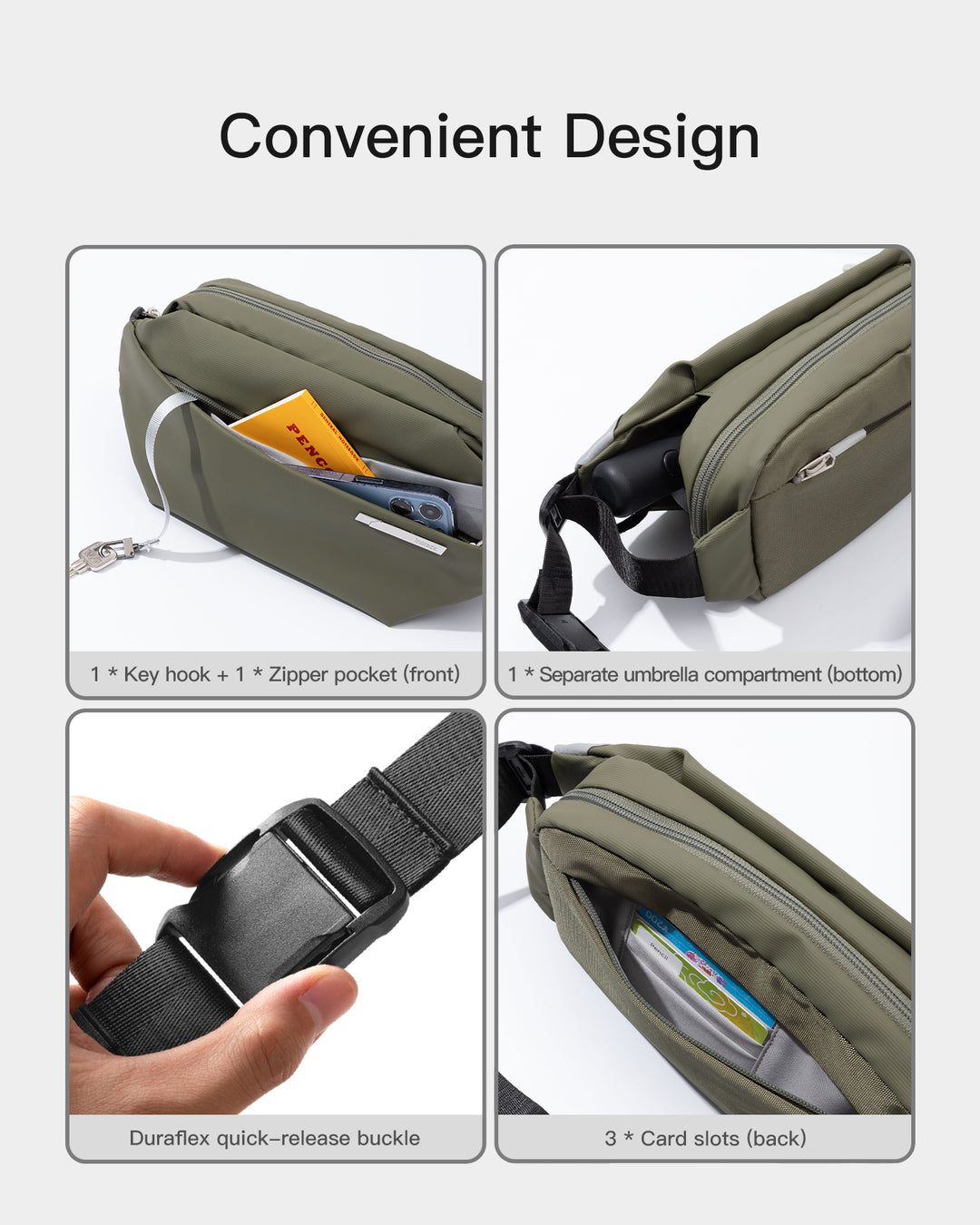 Inateck Stylish Sling Bag Crossbody Chest Bag with Spacious Orderly Storage, LB03014