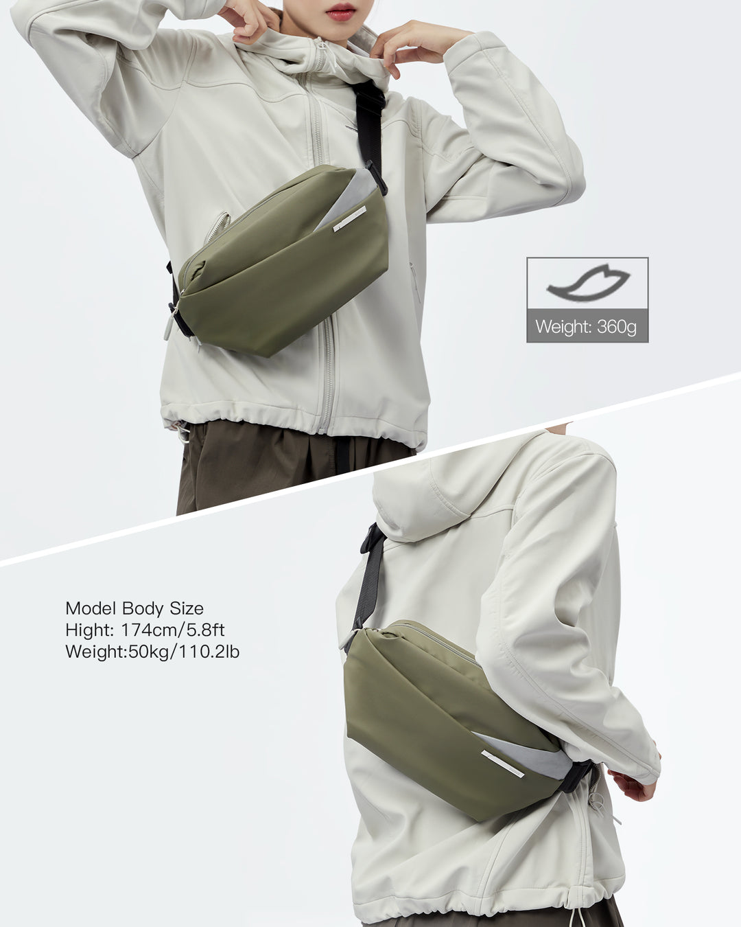 Inateck Stylish Sling Bag Crossbody Chest Bag with Spacious Orderly Storage, LB03014