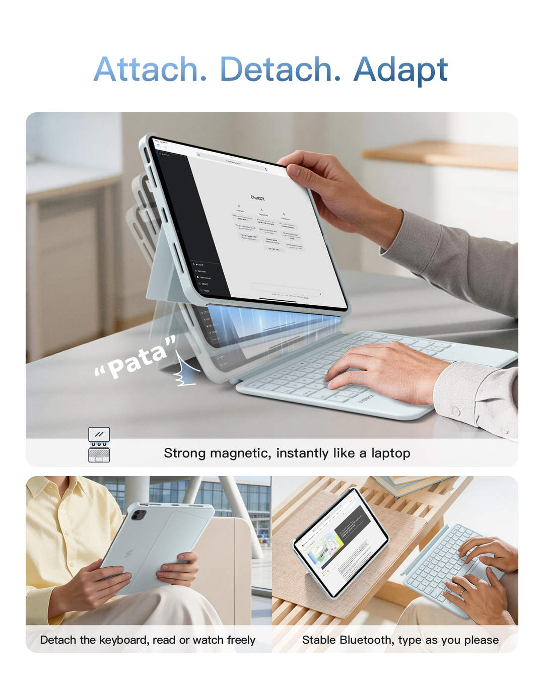 Inatek Detachable Keyboard Case for iPad A16 11th Gen 2025 11 inch, iPad 10th Gen 2022 10.9 inch, AceTouch Pro, QWERTY, KB403-10 |  Red Dot Award 2026