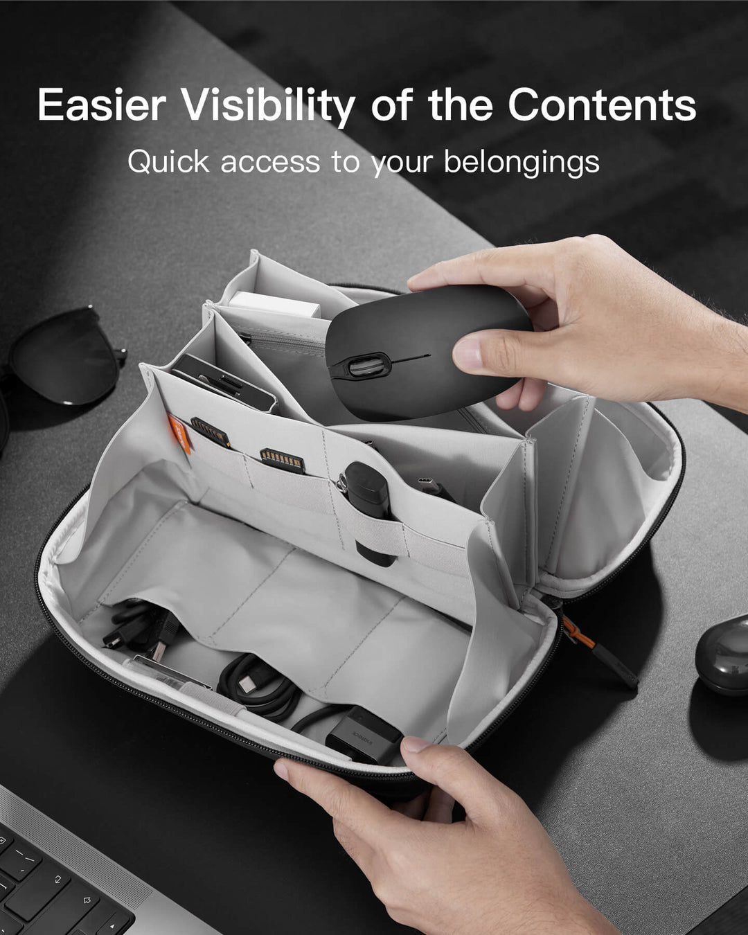 Inateck AB03007 Gadgets Organizer with 180° Open-7